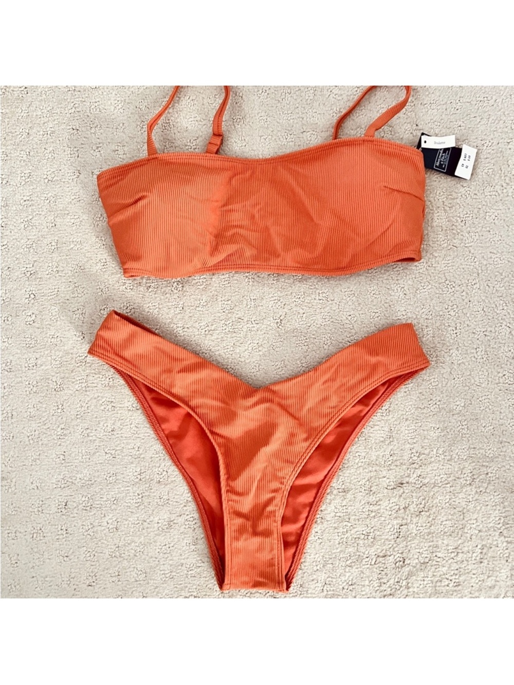 Abercrombie & Fitch Orange Ribbed Bikini Set